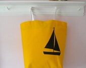 Extra Large  Beach Bag, Duck Cloth, Bright Yellow, One of a Kind