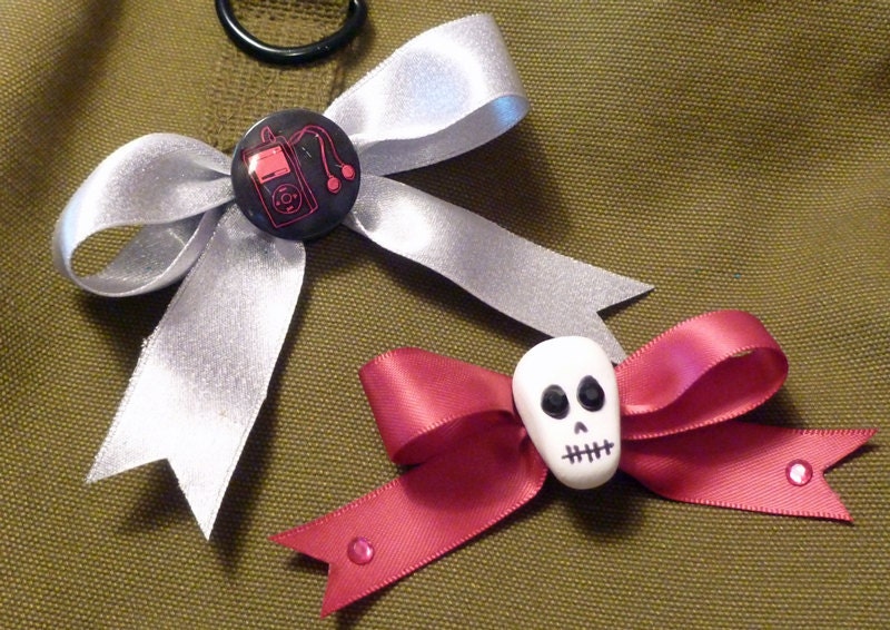 Set of 2 Pink and Silver Bows