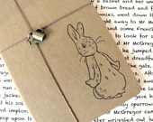 Peter Rabbit - Beatrix Potter - Hand Stamped Small Moleskine Notebook with Watering Can Charm - Design B