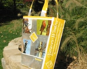 Upcycled Reusable market grocery bag for bird lovers