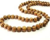 Stripped Beads Natural Wood Brown 12mm round 20pcs  (PB209A)