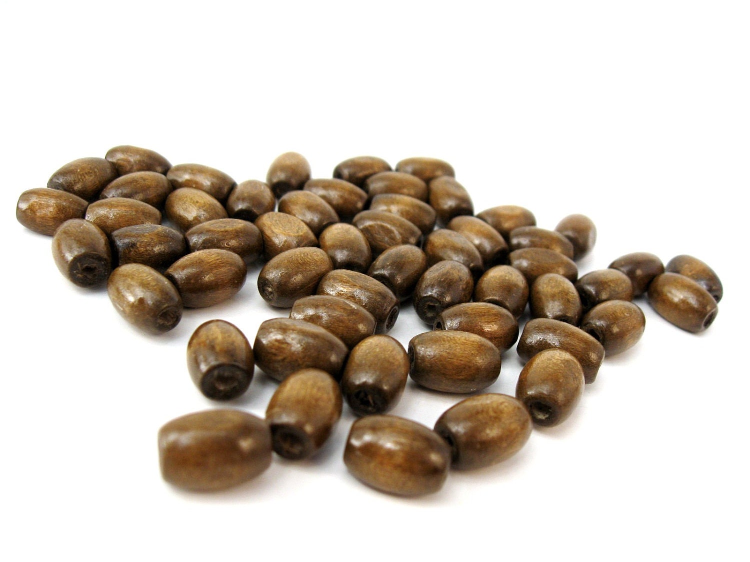 Wood oval beads - Chocolate Brown Natural Wooden Dye Beads 12x8mm - 50pcs  (PB208C)