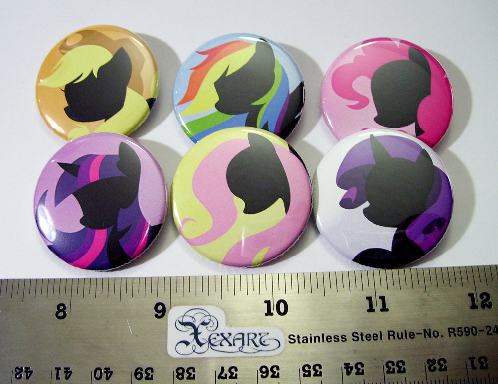 My Little Pony (FIM) Pinback Buttons Friendship is Magic set 1 (6 buttons)