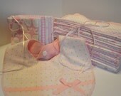 Pink Whales Baby Girl gift set dots and checks wipes bib washclothes