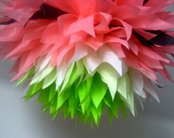 Watermelon ... 1 tissue paper pom // birthday // eco party decorations