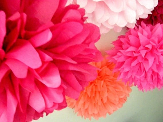 Pink, Indubitably ...10 tissue paper poms // diy // wedding decorations // birthday // party decorations // pinkalicious // princess Il_570xn