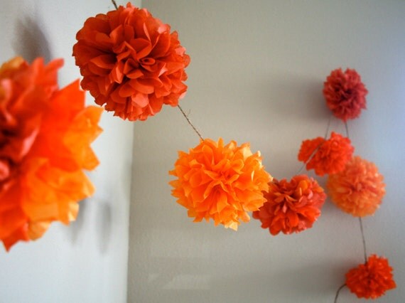Orange Burst ... diy tissue paper pom garland // nursery // weddings // birthdays // party decorations