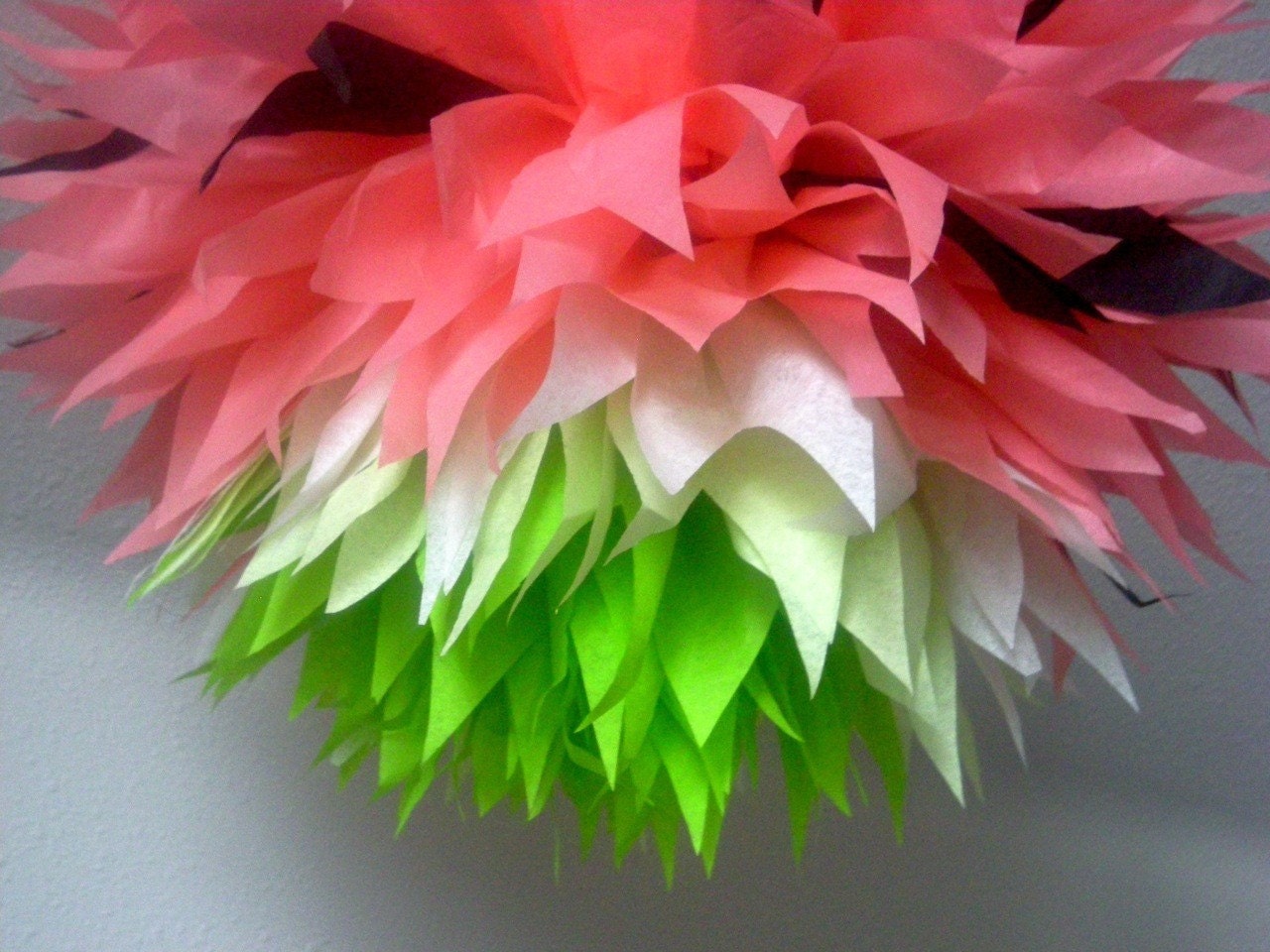 Watermelon ... 1 tissue paper pom // birthday // eco party decorations