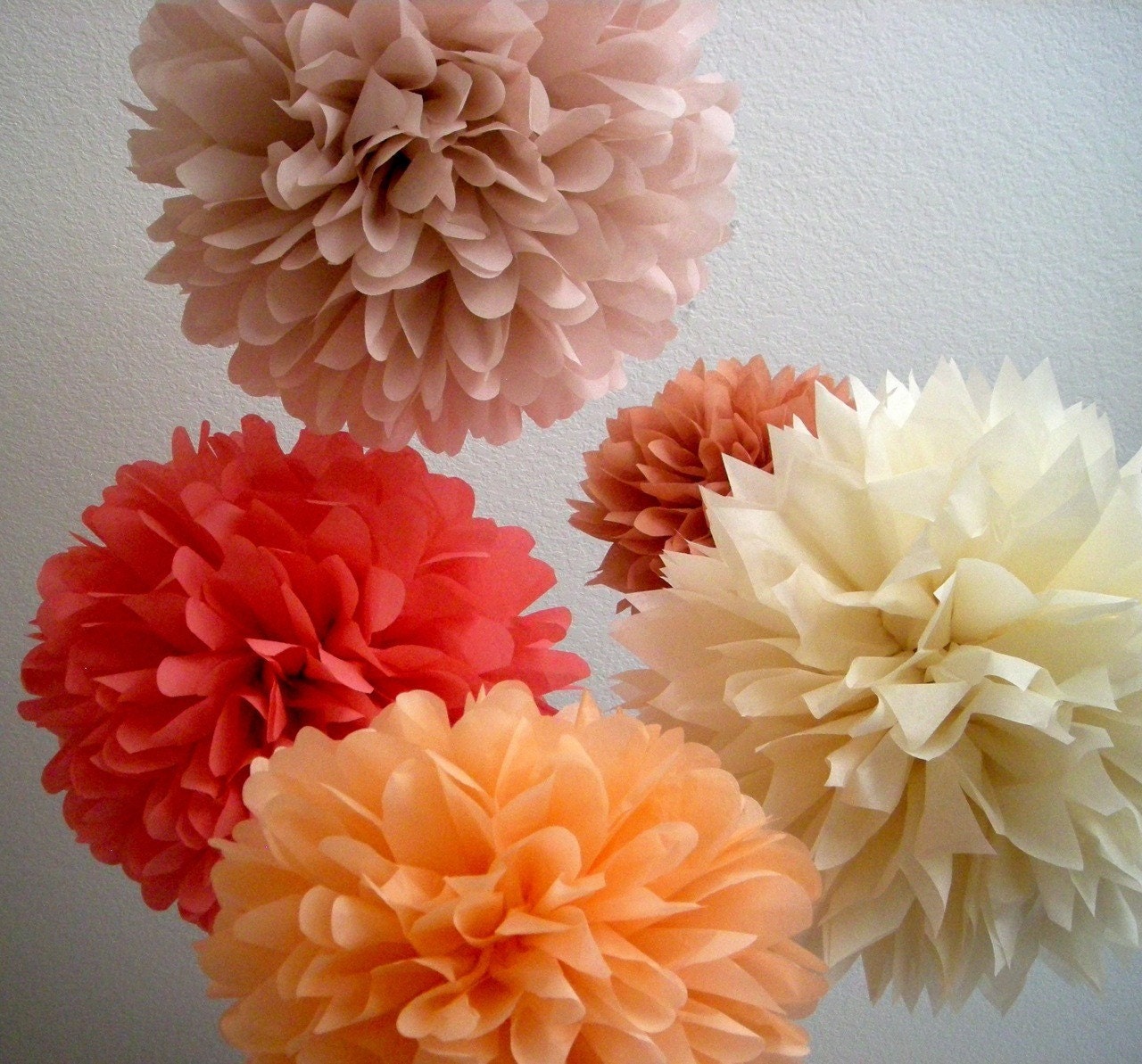 XOXO ... 5 tissue paper poms // wedding reception // tea party // birthday // party decorations