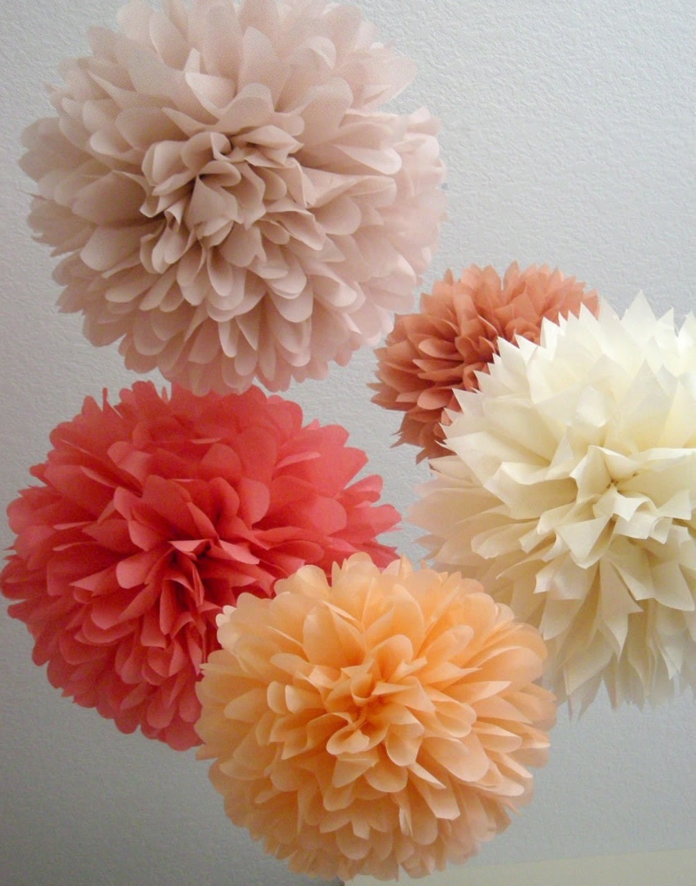 XOXO ... 5 tissue paper poms // wedding reception // tea party // birthday // party decorations