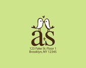 Custom Wedding Stamp - Custom Rubber Stamp - Personalized Stamp - Custom Stamp - Birds in love - C245