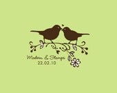 Custom Wedding Stamp - Custom Rubber Stamp - Personalized Stamp - Custom Stamp - Birds in love - C395