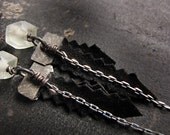 Messier 2 - salvaged metal earrings - vintage chain - suede leather