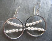Circle Earrings with Pearls in Sterling Silver