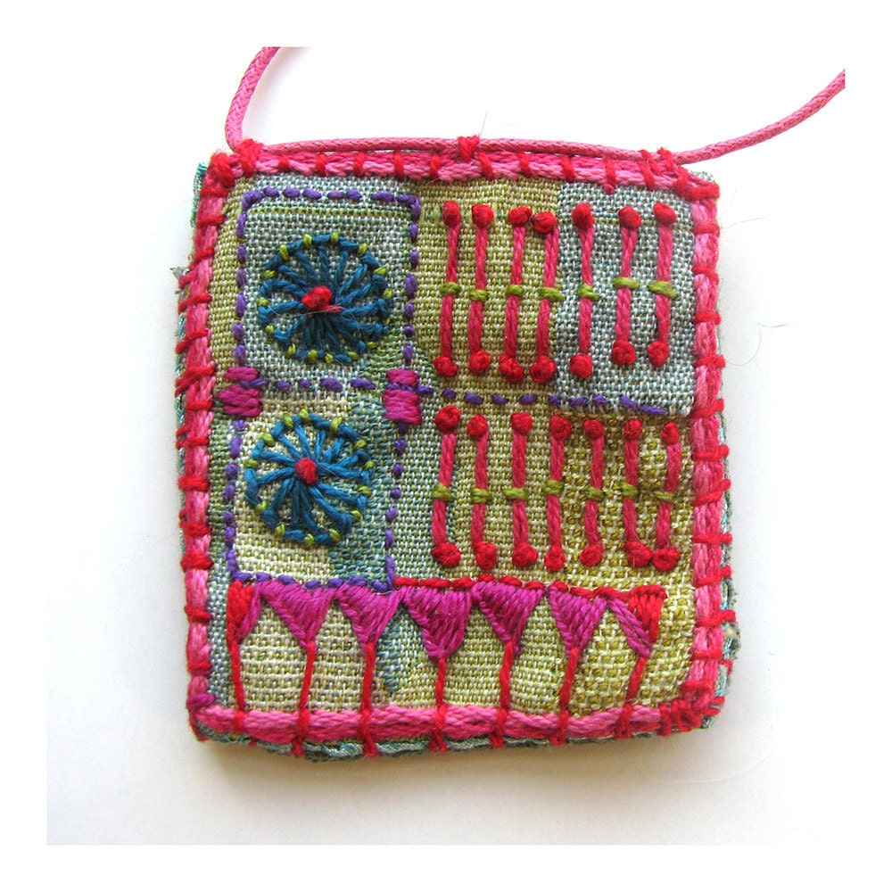 Hand Embroidered Multi-Colored Pocket Necklace