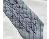 Blue Tree Hand Embroidered Tie