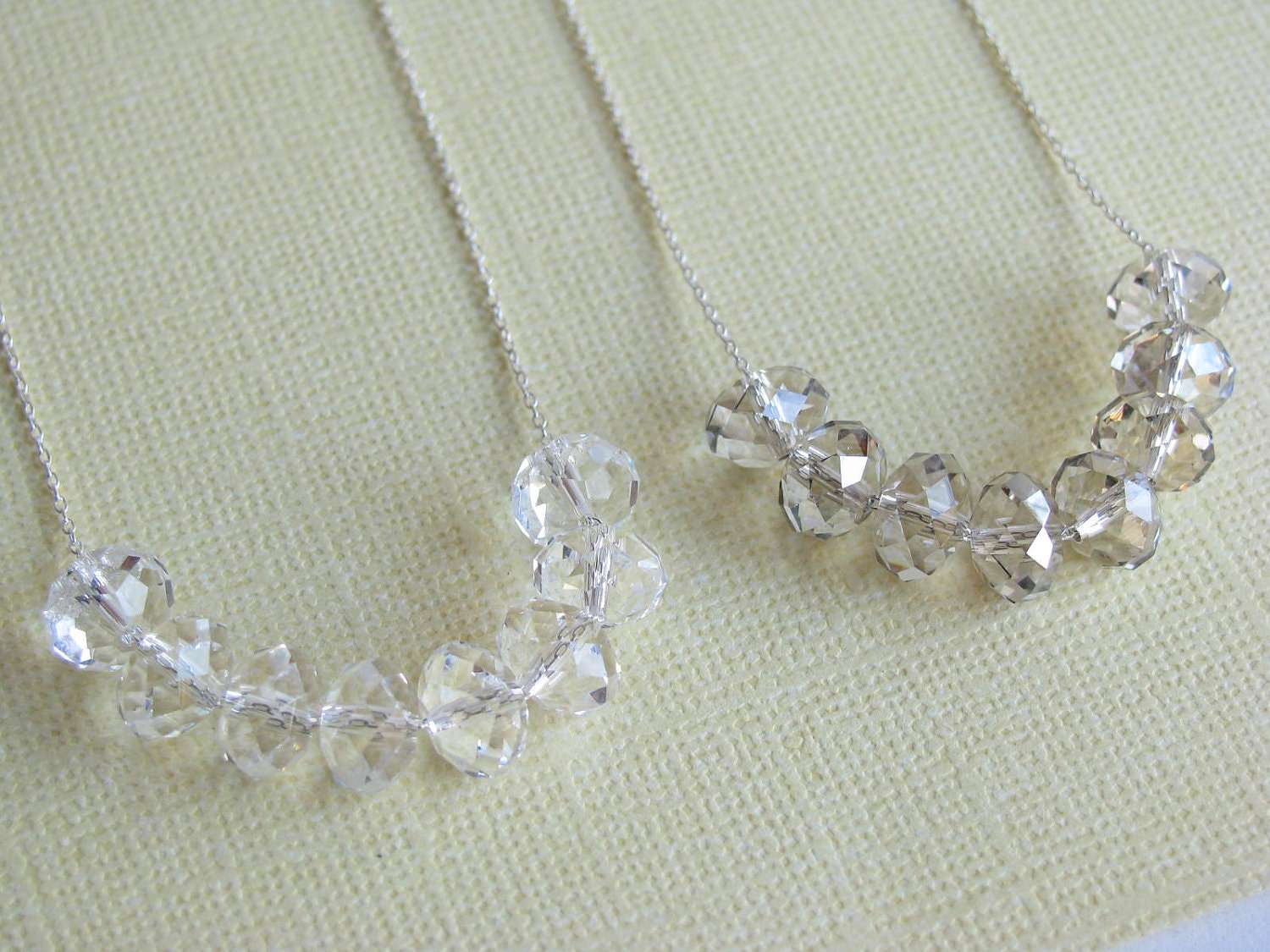 Carrie Necklace Sterling Silver and  Floating Clear or Shaded Swarovski Crystal