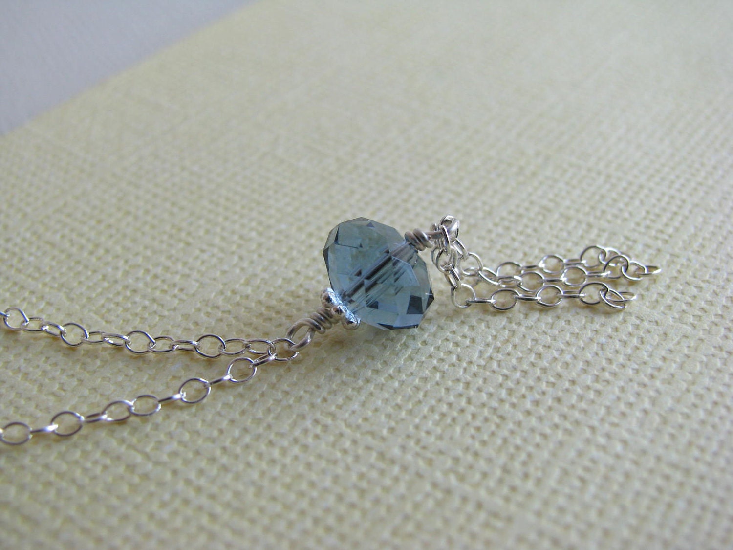 Blue Swarovski Tassle Crystal Necklace in Sterling Silver
