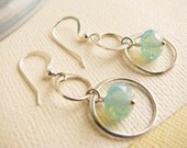 Aqua Blue Crystal Swarovski Crystal and Sterling Silver Circle Earrings