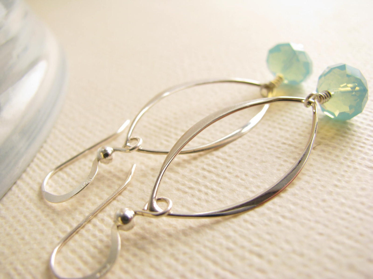 Cloudy Aqua Blue Swarovski Crystal and Sterling Silver Drop Earrings