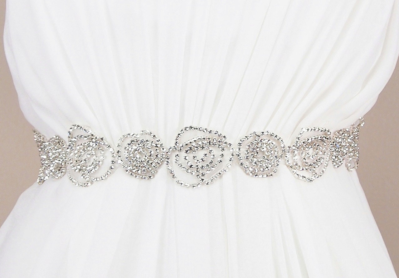 Bridal Sash, Crystal Sash - LESLIE