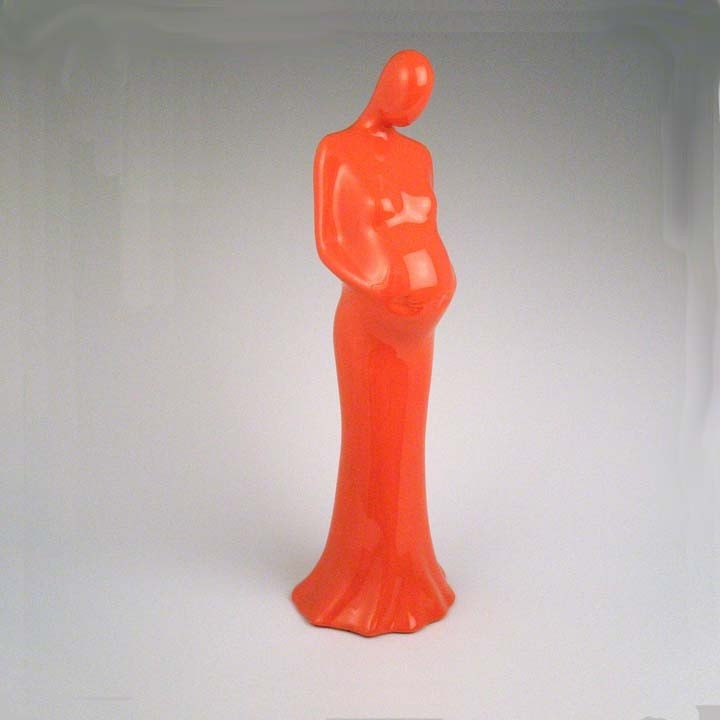 Sculpture Ceramic Figure Female EXPECTING  orange Ltd ed 75