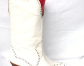 Sz 7 or 37.5 Euro Vintage Cream Italian LEATHER Designer Riding Boots.