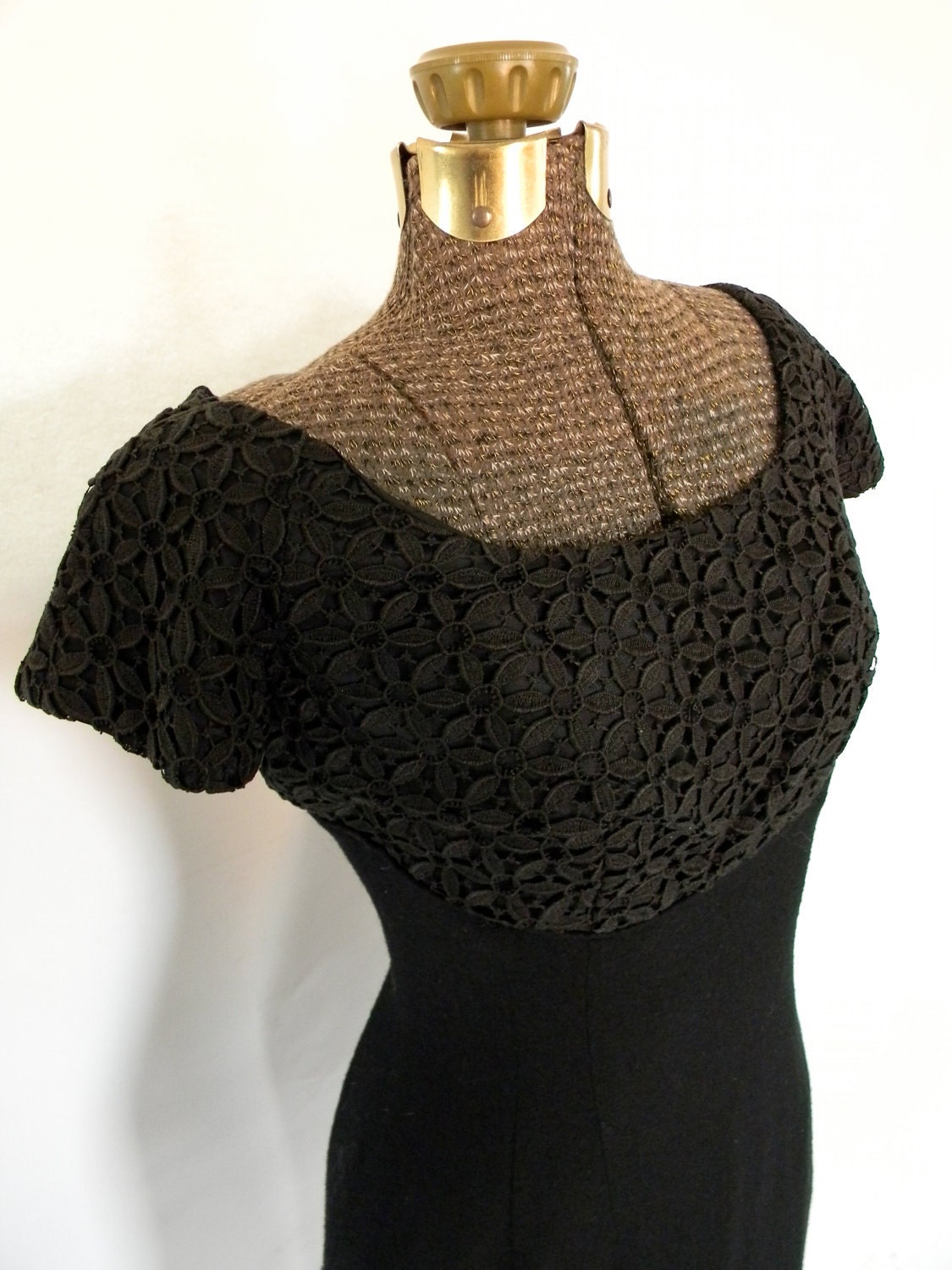 SPRING SALE""""50s Wiggle Dress with Beautiful Knitted Shelf Bust