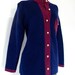 60s Navy Sweater with Brass Buttons and Burgundy Contrast Details