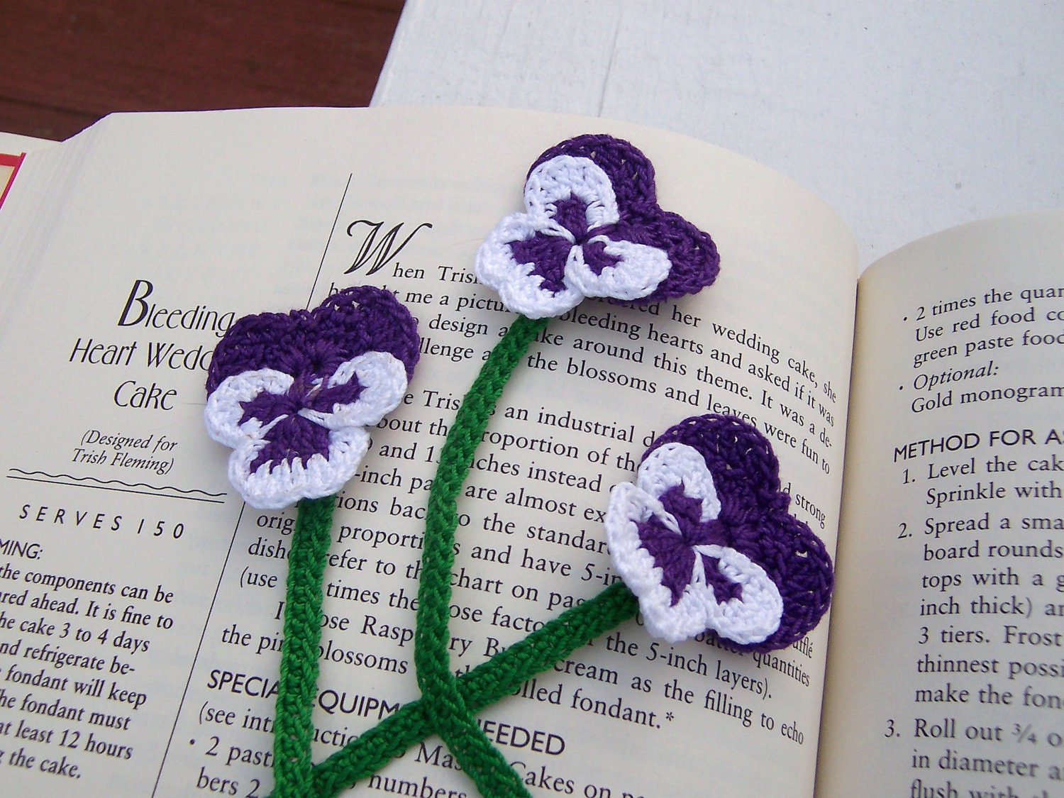 BookMark, Crocheted, Pansy, Purple and White