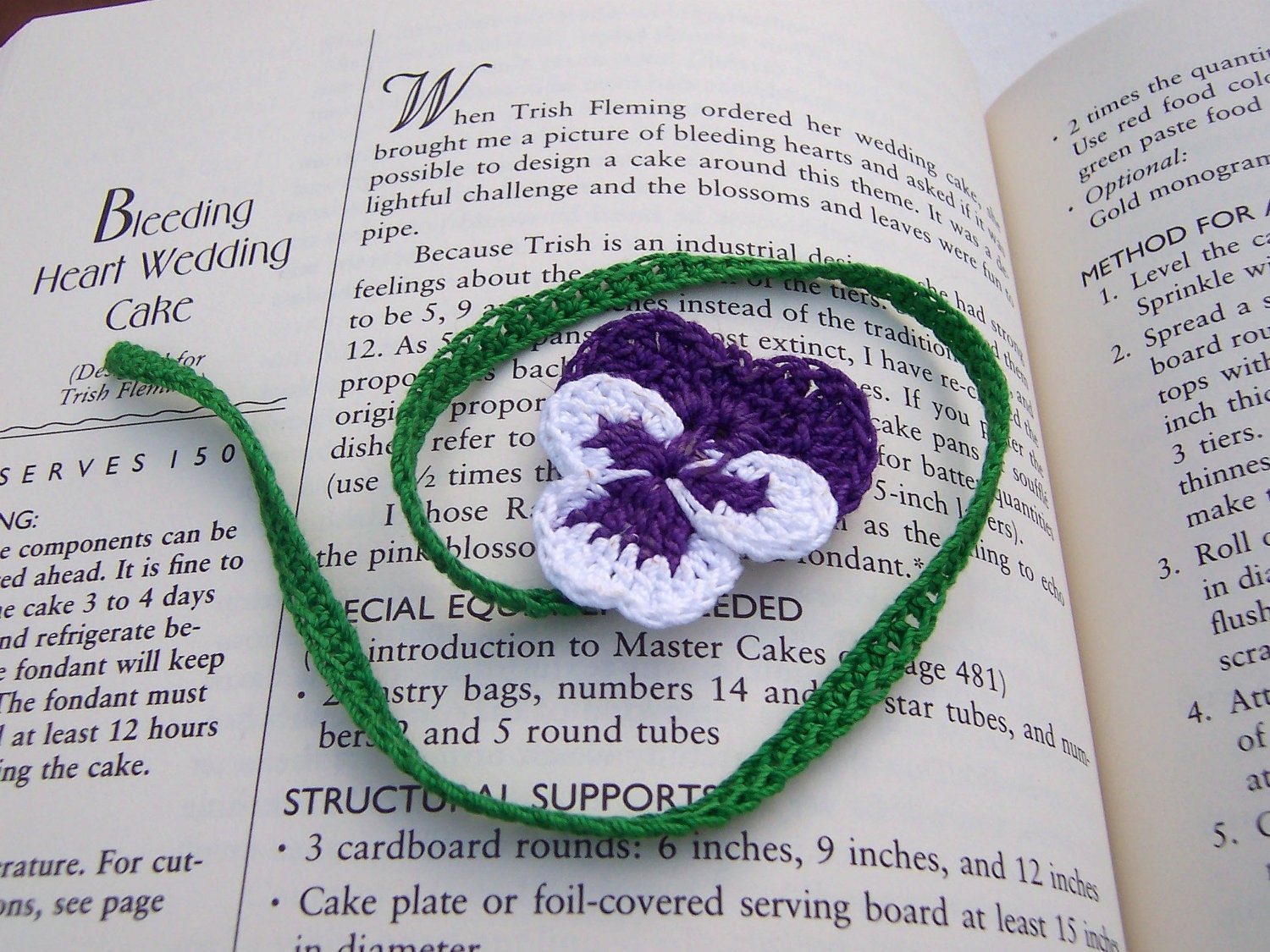 BookMark, Crocheted, Pansy, Purple and White