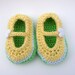 Baby Booties, Mary Jane, Yellow, Crocheted Baby Shoes Booties