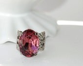Ring Amethyst Purple Jewel Vintage FIligree Bronze Old Hollywood retro old world french estate glass german jewel