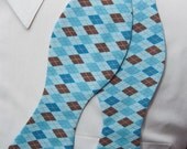 Blues and Brown in Argyle Bow Tie