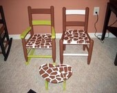 Rocking Chair Childs Chair Childrens Furniture Animal Print Africa Safari Giraffe Hand Painted Wood