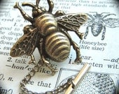 Tie Tack Bee Brass Plated Big Bumble Bee Pin Men's Accessories & Gifts Gothic Victorian Steampunk Style Rustic Vintage Inspired