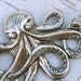 LARGE SILVER PLATED OCTOPUS Kraken PENDANT NECKLACE - Steam Punk Style