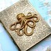 Cigarette Case Brass Octopus Nautical Steampunk Style Gothic Victorian Antiqued Gold Rustic Brass Finish Vintage Inspired Slim Metal Case