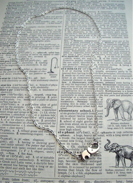 Tiny Elephant Necklace Silver Tone Metal Fashion Jewelry Clasp Trunk Up For Good Luck Costume Jewelry