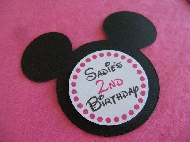 Minnie Mouse Hot Pink or Red personalized Favor Tags SET of 12