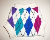 Wool Diaper Cover -  Recycled Argyle Lambswool, Angora and Interlock Wool Diaper Soaker - Medium