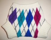 Wool Diaper Cover -  Recycled Argyle Lambswool and Angora Wool Diaper Soaker - Medium
