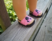 18" Doll Clothes American Girl Minnie Mouse pink white polka dot sandal shoes