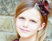 Autumn - Brown Headband with a Brown Rhinestone Center Flower