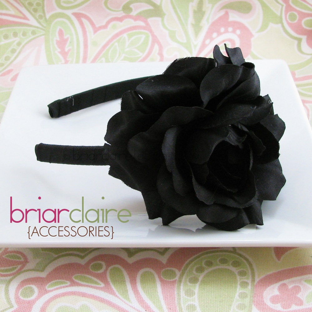 Ashley - Black Rose Headband