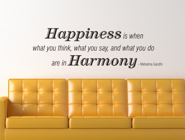 Happiness in Harmony - Gandhi Quote Wall Decal