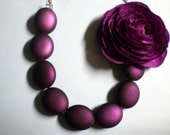 Plum Purple Necklace with Ranunculus Flower