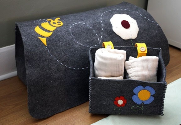 Wooli Felt  GARDEN Diaper Caddy
