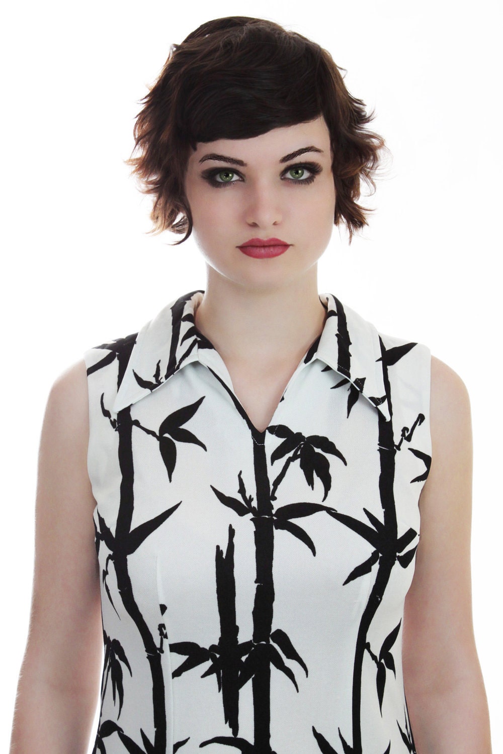 1960s Mod Dress 60s Abstract Trees Leaves 1970s 70s Mod Mini Scooter Drop Waist S M Small Medium