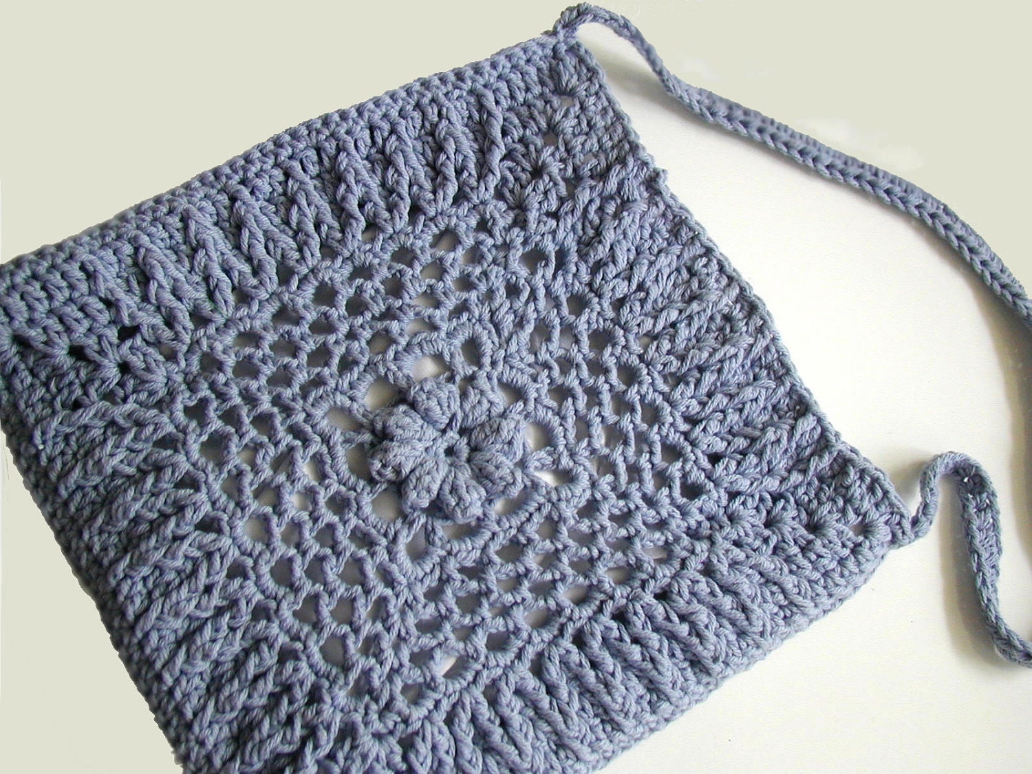 Dusty Blue Irish Rose Crocheted Handbag